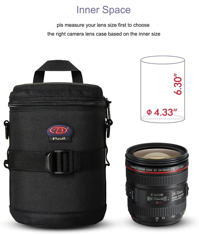 BPAULL Camera Lens Case DSLR Camera Lens Bag Fits for Canon Nikon Pentax Sony Olympus Panasonic and Other Camera Lens - Image 2